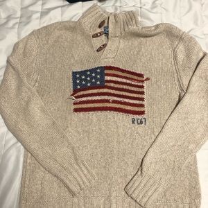 Vintage Iconic Ralph Lauren Polo Flag Sweater Silk Blend Size L